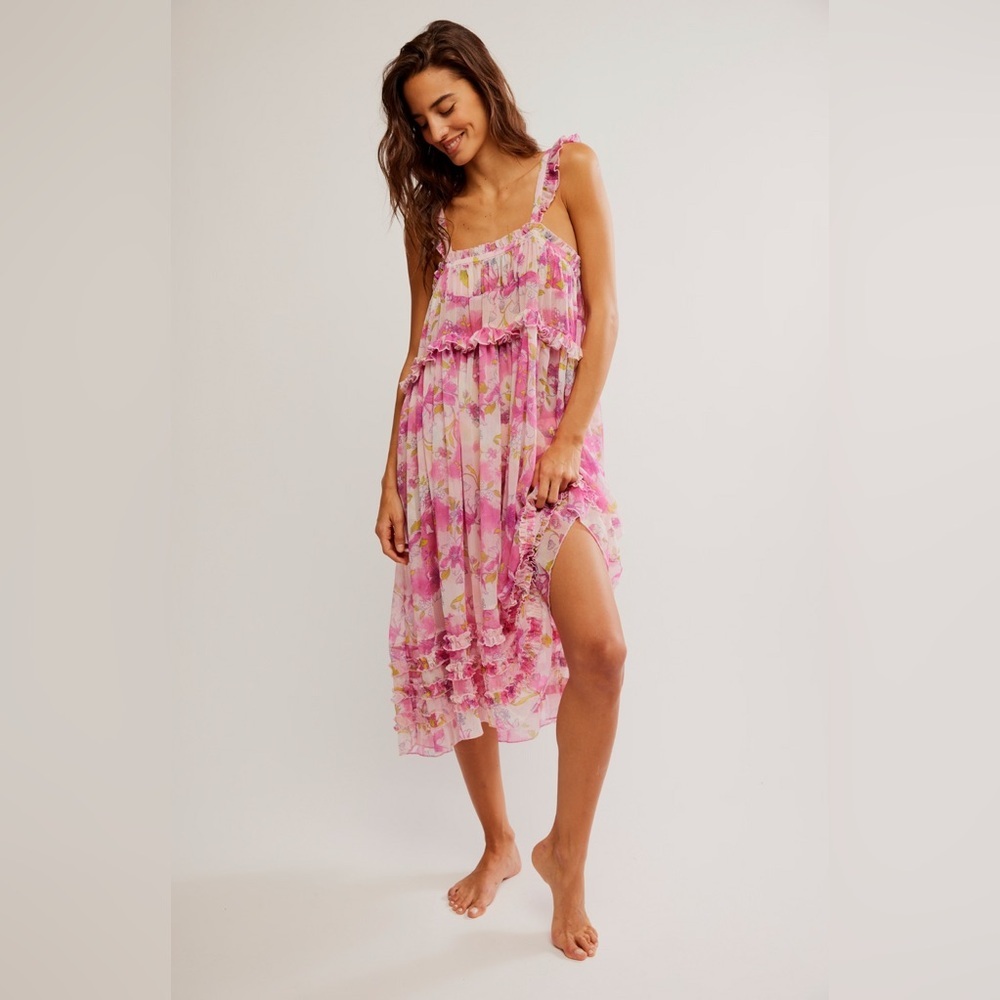 Free People Moon Phase Printed Midi Dress in Pop Combo - Picture 4 of 11